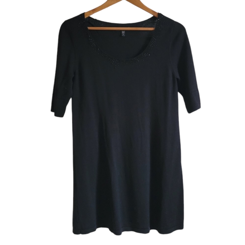 EILEEN FISHER Merino Scoopneck Tunic with bead detail